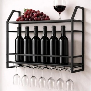 Moderno estante para botellas montado en la pared, organizador elegante para salsas, aceites y botellas pequeñas de bebidas, licores o botellas de vino - Product Image 2