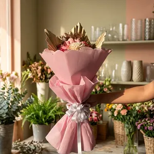 Rollo de Papel de Regalo Floral Rosa Impermeable, Papel de Artesanía para Floristería de Doble Cara, Embalaje para Ramos de Flores Artificiales - Product Image 1