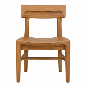 Modern Solid Teak Wood Dining Chair with Sculpted Waterfall Seat and Carved <b>Back</b> | Contemporary Hotel Dining Furniture - Product Image 1