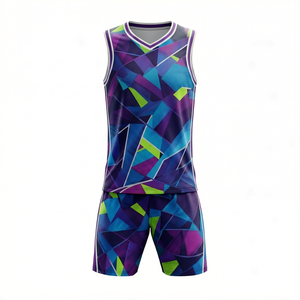 Ensemble de vêtements de basket-ball, maillot sans manches associé à un short, tissu léger, nom et numéro personnalisés - Product Image 1