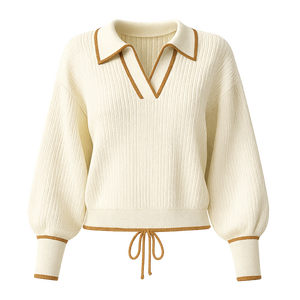 Suéter de Punto Casual para Mujer, Manga Larga, Cuello en V, Tejido Suave y Cómodo, Estilo Moderno y Minimalista para Invierno, Pedidos al por Mayor - Product Image 4