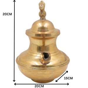 Pot à ghee en laiton artisanal, Panchapatra, récipient de prière traditionnel, Peetal Kalash, conteneur Diya pour les rituels du Mandir et du Temple - Product Image 5