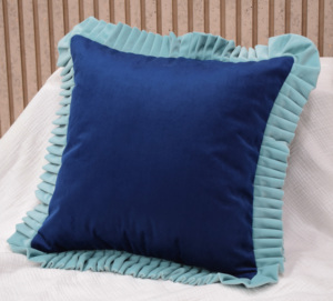 High Quality Velvet Ruffle Border Cushion Cover Elegant Decorative <b>Throw</b> Pillow Cover Home Decor Latest Cushion Cover Supplier - Product Image 3
