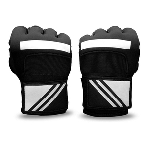 Half Finger Training Gloves Black With Reflective Stripes Velcro Closure For Martial Arts and Boxing Inner Gloves - Product Image 2