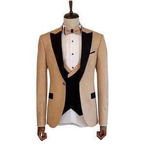 Traje de esmoquin de tres piezas para hombre, color blanco cálido, con solapa tipo chal, para fiesta formal, celebración, boda, trajes de novio - Product Image 5