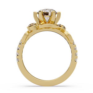 Anillo de Compromiso de Oro Puro de 14K con Diamante Cultivado en Laboratorio de Corte Redondo, Certificado IGI, Anillo de Boda con Banda Trenzada Vintage para Mujer - Product Image 4