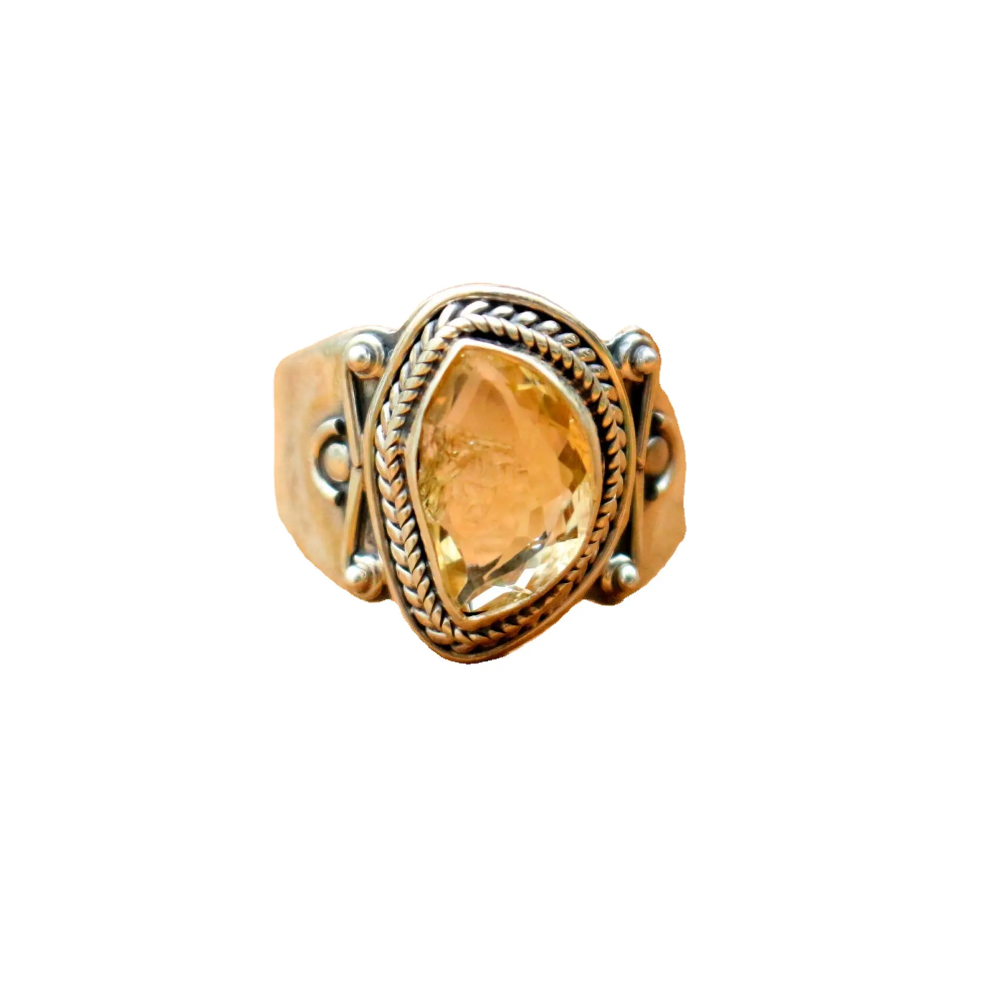 Unieke Kwaliteit Natuurlijke Citrien 925 Sterling Zilver Gemstone Handgemaakte Zilveren Ring Sieraden Groothandel Fabriek Prijs