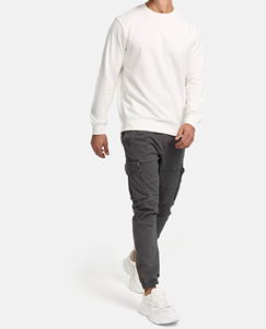 เสื้อสเวตเชิ้ตคอกลมสีขาวสำหรับผู้ชาย ผ้าฝ้าย 100% ทรงปกติ บุผ้าถัก ป้องกันการหดตัว สวมใส่สบาย แขนยาว เหมาะสำหรับฤดูหนาว - Product Image 5
