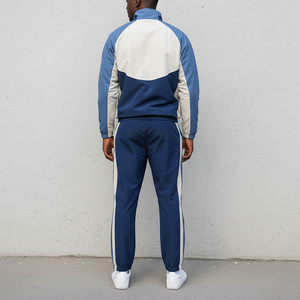 Conjunto Deportivo Azul para Hombre, Manga Larga, Cierre Frontal con Cremallera, Estilo Deportivo Casual, Bolsillos Laterales, Material Transpirable de Poliéster y Algodón - Product Image 5