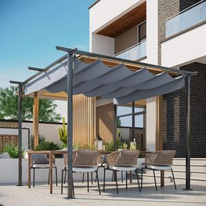 Gazebo Retrattile Moderno 10x10 con Protezione UV in Grigio Acciaio per Esterni e Cortili - Product Image 2