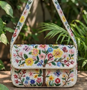 Bolso de mano rosa con cuentas, bandolera, estilo bohemio, bordado de cuentas de semillas de estrella de mar, bolso de noche, accesorio de moda para mujer - Product Image 6