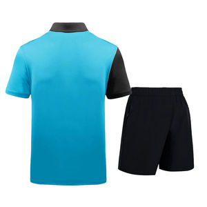 Maillots de sport personnalisés imprimés antibactériens 100% polyester, uniformes de tennis de table, maillots de badminton à blocs de couleur pour hommes - Product Image 2