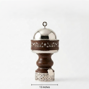 Cazuela moderna de madera más vendida, tapa de acero inoxidable incluida, acabado pulido, forma redonda, diseño duradero para servir. - Product Image 4