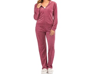 Conjunto de chándal de terciopelo negro con capucha de talla grande para mujer, de 2 piezas, con cremallera completa y bolsillos laterales, 100% transpirable para invierno - Product Image 3