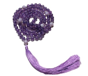 Alta calidad 108 Mala cuentas collar corona Chakra amatista cadenas largas perla curativa cristal piedra budismo fiestas regalos - Product Image 1