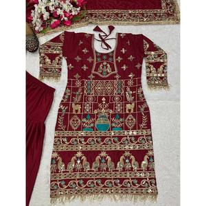 ชุดเสื้อผ้าสำหรับงานปาร์ตี้ชุดหรูหราของผู้หญิงจากดีไซเนอร์ dhoti salwar dupatta - Product Image 3