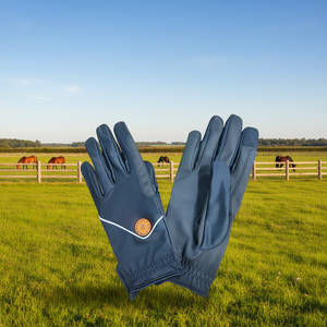 Riding Gloves Synthetic Leather Palm Stretch Silicone Printed Polyester Back Comfortable Pull-On Unisex Summer <b>Equestrian</b> - Product Image 3