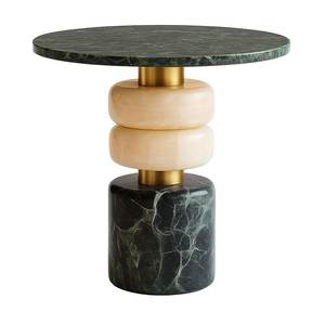 Decorative coffee centerpiece <b>table</b> high end marble furniture classy <b>round</b> coffee <b>table</b> modern <b>white</b> and gold furniture luxury - Product Image 5