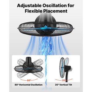 "18 Inch Remote Control <b>Standing</b> <b>Fan</b> 2700 CFM 9 Speeds 3 Modes Oscillating Adjustable Height US Plug for Hotel Use" - Product Image 3
