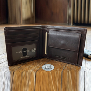 Portefeuille en cuir véritable Regal, portefeuilles en cuir faits à la main, style vintage avec gaufrage, fermeture pliante, longueur courte, portefeuille pour usage quotidien - Product Image 6