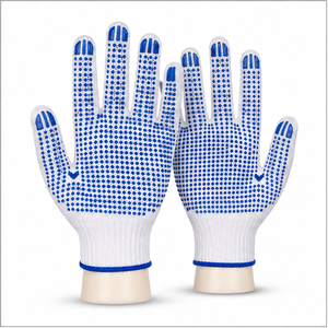 Gants en PVC à points antidérapants, respirants et sans latex, conçus pour une protection polyvalente, tissu flexible, adhérence fiable. - Product Image 1