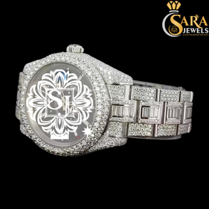 Lujoso reloj de acero inoxidable para hombre, tono rosa de alta calidad, VVS Moissanite, diamante, pantalla analógica de cristal para ropa de fiesta de Hip Hop - Product Image 1