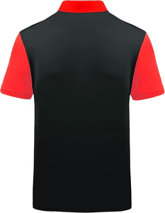Polo de Manga Corta para Hombre, Estampado Geométrico, Secado Rápido, 100% Poliéster, Estilo Deportivo, Rojo y Negro - Product Image 6