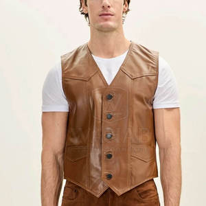 Chaleco de Cuero Casual para Hombre, para Aventuras al Aire Libre de Verano, Construcción Ligera y Duradera, Diseño Transpirable, Prenda Exterior Corta - Product Image 3