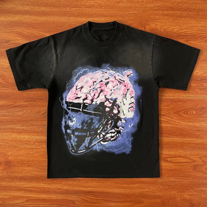 T-shirts pour hommes en tissu délavé à l'acide |   T-shirt décontracté au look délavé rétro pour le streetwear quotidien - Product Image 4