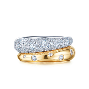 Anillos de Eternidad de Oro Sólido de 18K con Diamantes de Corte Brillante Redondo, Chapados en Rodio, Joyería Clásica Unisex para Bodas - Product Image 1