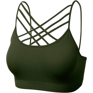 Women <b>Strappy</b> Cross Back Sports Bra Padded Yoga Gym Fitness Workout Activewear <b>Top</b> Wholesale Athletic Training Bra Private Label - Product Image 3