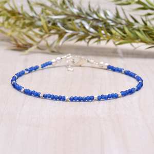 Pulsera Elegante de Plata de Ley 925 con Cuentas de Jade Azul, Hecha a Mano, Regalo para Mujeres y Niñas - Product Image 1
