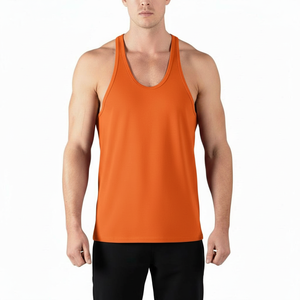 Gym Fitness Loose Fit <b>Men</b> Tank Tops U Neck Racerback Plain Dyed <b>Singlets</b> Workout Bodybuilding Training Wear Stringer Vest - Product Image 1