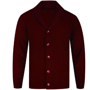 High-quality Solid Color <b>Button</b> Lapel Pocket Travel Business Fashion Clothing Autumn Men's Cardigan Sweater Acrylic Breathable - Product Image 6