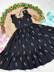 ชุดเดรส Anarkali / Kurta ผ้าฝ้ายแท้ ลายแขนเสื้อแฟนซีสไตล์ตะวันตก ความยาวคลุมเท้า สำหรับผู้หญิง รุ่น Stock On 2026 In - Product Image 6