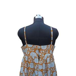 Vestido Midi Informal Hecho a Mano 100% Algodón, Cuello en V, Estampado Floral Digital, Sin Mangas, Ajustado, Diseño Transpirable para Mujer, Fiestas en la Playa - Product Image 6