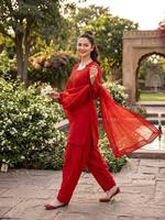 Ensemble de costume ethnique en crêpe naturel de qualité supérieure pour femmes avec salwar farshi et dupatta en organza brodé