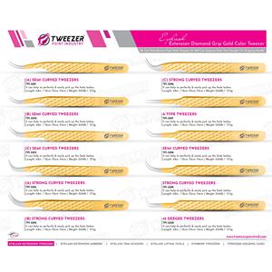 Pince à cils de haute précision en acier inoxydable avec pointes affûtées à 45 degrés, manche en fibre dorée, sous votre propre marque. - Product Image 6