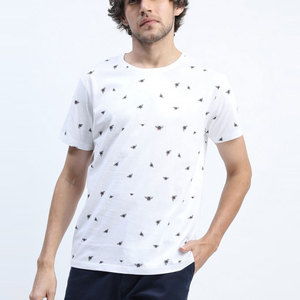 Men's <b>White</b> Short Sleeve T-Shirt with Front Logo Regular Fit Casual Jersey 100% Cotton O-Neck Breathable Top - Product Image 1