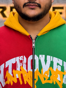 Men's Color Blocking <b>Zip</b>-Up <b>Hoodie</b> Oversized Fit Embroidery Sleeves French Terry Cotton Breathable <b>Pocket</b> Printed Front <b>Hoodie</b> - Product Image 6