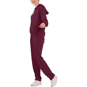 Survêtement à capuche uni pour femme avec fermeture éclair intégrale, poches latérales, décontracté, extensible dans quatre directions, écologique, respirant, en polyester pour l'hiver - Product Image 2