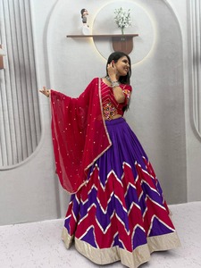 Conjunto de Lehenga Choli Étnico Indio de Algodón Rion, Completamente Cosido, Ropa Festiva India para Bodas, para Mujeres - Product Image 3
