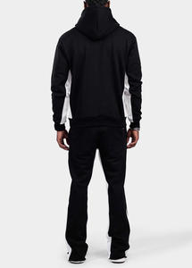 Conjunto deportivo a la moda con sudadera con capucha y cremallera, tela elástica transpirable y pantalón acampanado de cintura alta - Product Image 3