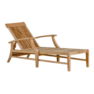 Silla de Jardín de Madera de Teca Natural Sólida – Tumbona Reclinable Multiposición con Reposabrazos - Product Image 1