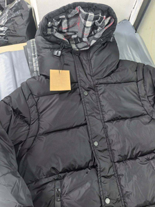 Men's Hooded Solid Canvas Thick Fluffy Winter Outdoor Puffer Jacket Waterproof Windproof Breathable Zipper <b>Detachable</b> <b>Sleeves</b> - Product Image 3