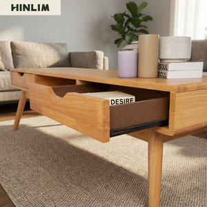Modern Midcentury Wood <b>TV</b> <b>Stand</b> with 2 Drawers and Open Shelf for Living Room Furniture Natural Finish Fits 50-54" <b>TVs</b> - Product Image 5