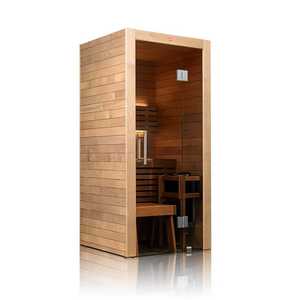 Nouvelle cabine de sauna intérieure UTU Mini pour 1 personne avec façade en verre, bois ThermoAspen de qualité supérieure, sauna résidentiel haut de gamme - Product Image 4