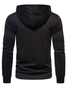 Men's Black Hooded <b>Zipper</b> <b>Sweatshirt</b> Raglan Sleeve Regular Fit Casual Style Fleece Fabric Polyester/Cotton Quick Dry Breathable - Product Image 2