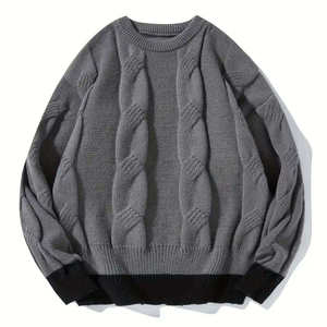 Pull en tricot à col rond pour homme, en coton doux, décontracté, pour la mode urbaine moderne et le confort quotidien - Product Image 3