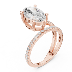 Anillo de compromiso y aniversario clásico de doble banda Aries Jewel con diamante ovalado de 3 CT cultivado en laboratorio, oro macizo de 14K y 18K - Product Image 5